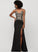 Crepe Carolyn Trumpet/Mermaid Floor-Length With Sequins Stretch Prom Dresses Split V-neck Front