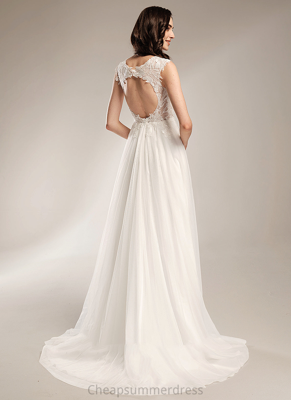 Dress With Wedding Nyla V-neck A-Line Train Court Wedding Dresses Sequins