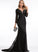 Trumpet/Mermaid Train With Chiffon Sequins Beading V-neck Holly Prom Dresses Sweep