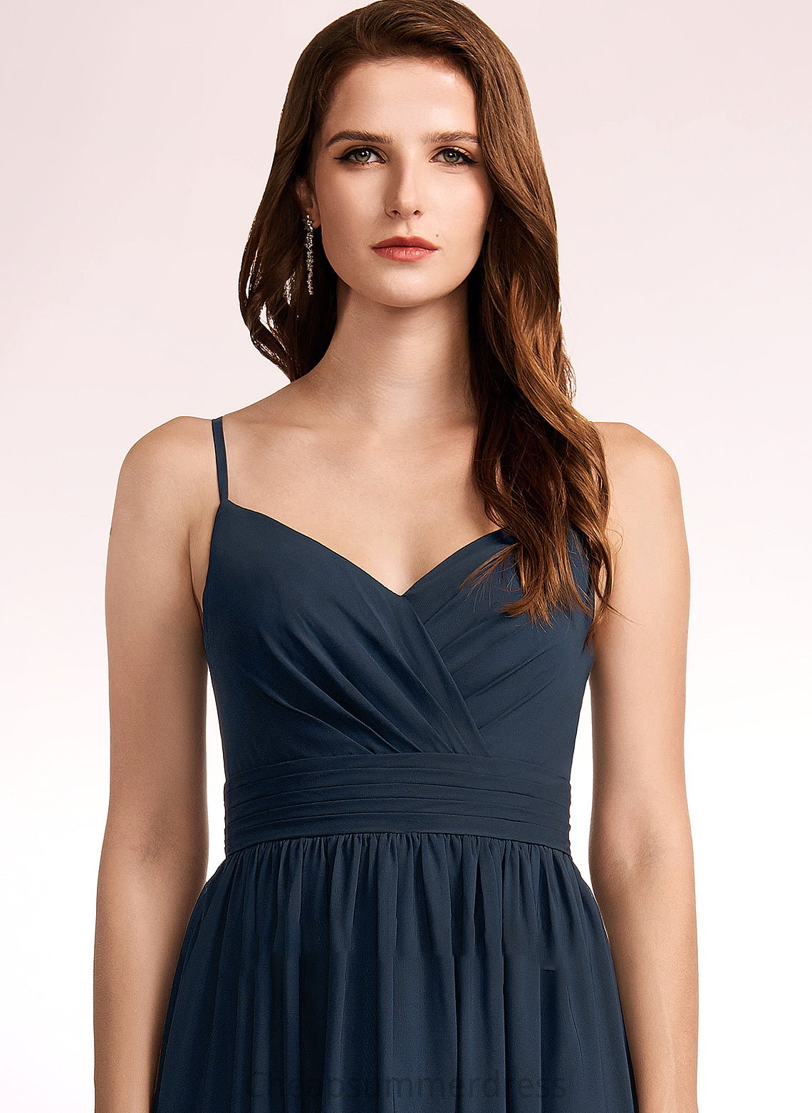 Silhouette Length Floor-Length Fabric A-Line Embellishment Lace Neckline V-neck Elena Natural Waist Spandex
