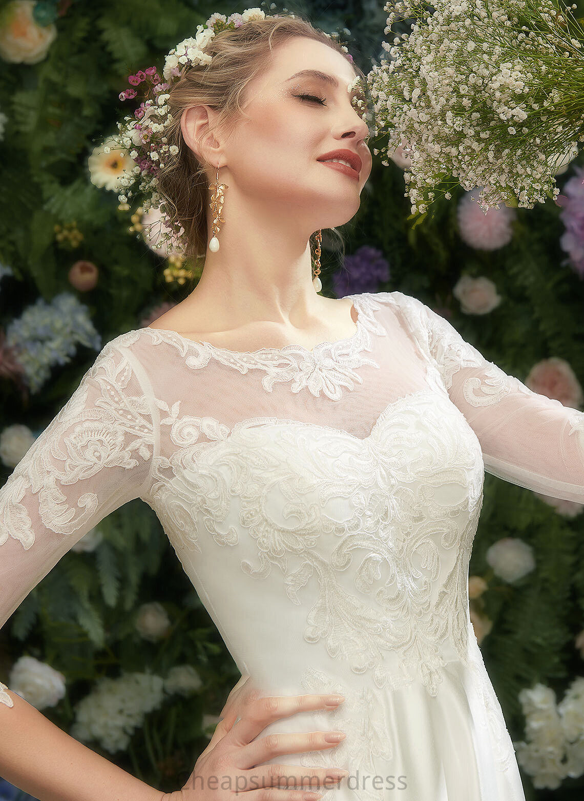 Illusion Wedding Dresses Alessandra Tea-Length With A-Line Wedding Lace Dress