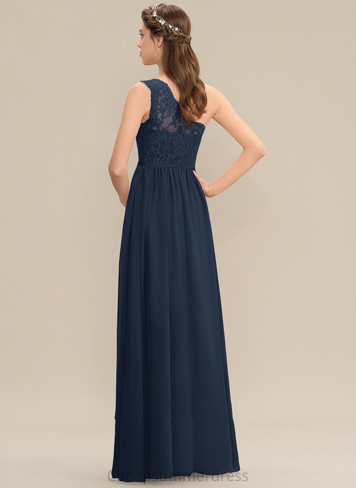 Fabric Embellishment Silhouette Length A-Line Floor-Length SplitFront One-Shoulder Neckline Carissa A-Line/Princess Natural Waist
