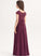 Chiffon Floor-Length Coral A-Line Neckline Bow(s) Lace Pleated Square Junior Bridesmaid Dresses With