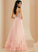 Beading V-neck Floor-Length Azaria Sequins Prom Dresses A-Line Tulle With