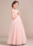 Scoop Anya Bow(s) Floor-Length Junior Bridesmaid Dresses With A-Line Lace Neck Tulle