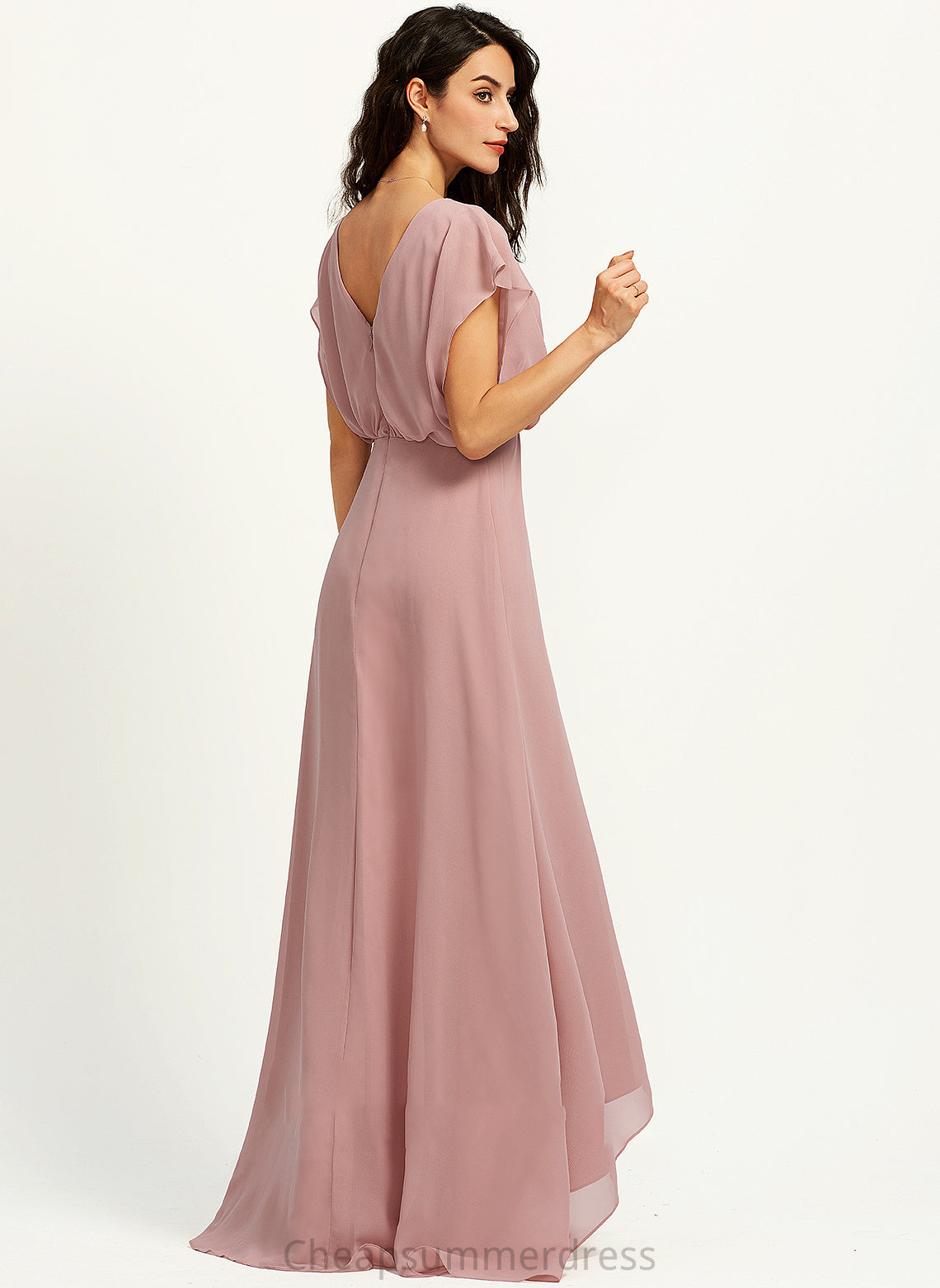 SplitFront Neckline Length Fabric Silhouette Embellishment Asymmetrical V-neck A-Line Karlee Natural Waist A-Line/Princess