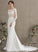 Stretch Sequins Scoop Joyce Train Beading Dress Crepe Wedding Dresses Chapel Wedding With Neck Trumpet/Mermaid