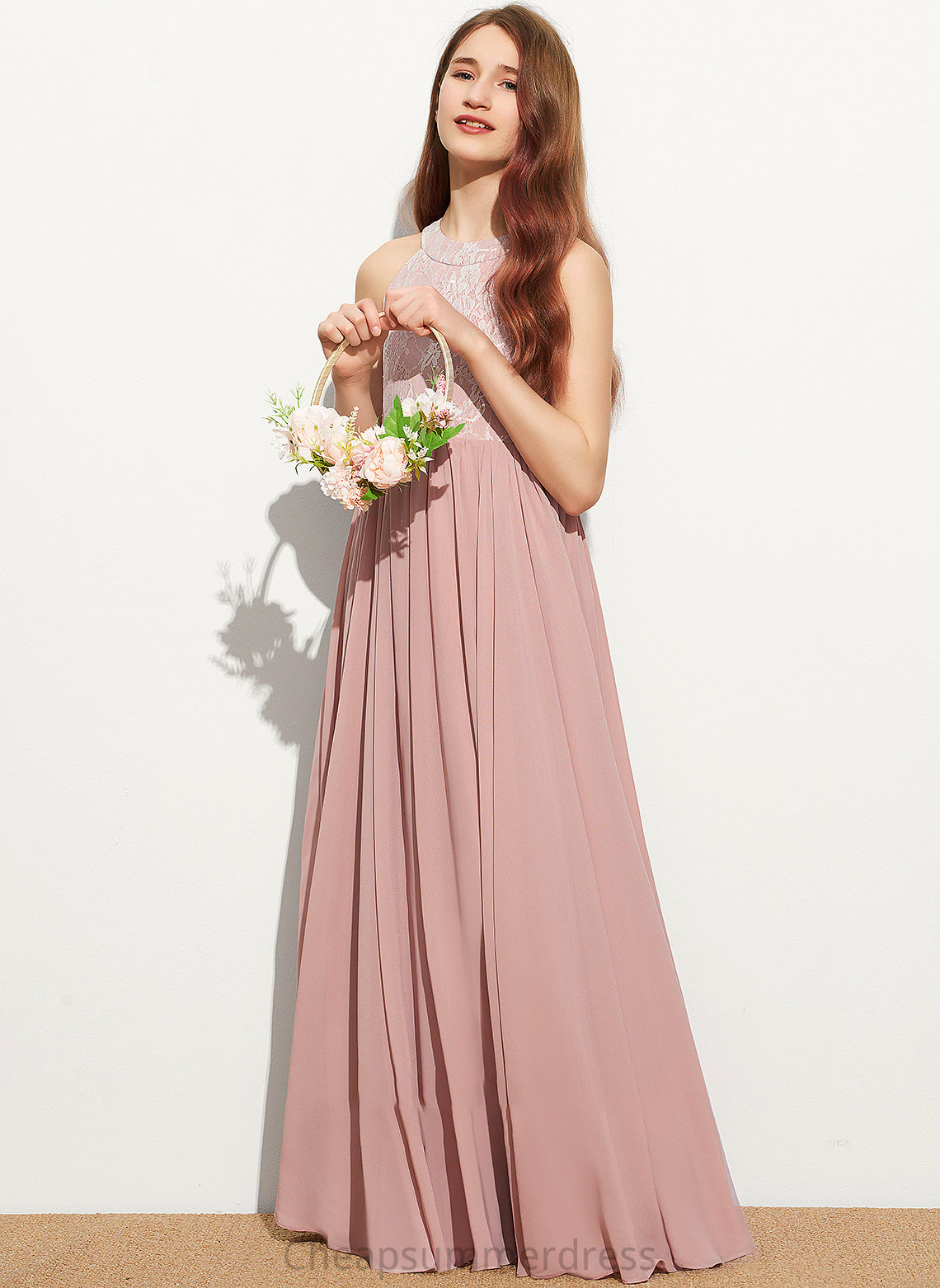 Neck A-Line Roselyn Chiffon Sequins With Junior Bridesmaid Dresses Scoop Lace Floor-Length
