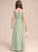 Scoop Ruffle Junior Bridesmaid Dresses Kirsten Neck A-Line Bow(s) Chiffon With Floor-Length