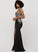 Crepe Carolyn Trumpet/Mermaid Floor-Length With Sequins Stretch Prom Dresses Split V-neck Front