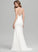 Sheath/Column Front Wedding Dresses V-neck Split Train Sweep Stretch Wedding Jenna Crepe Bow(s) Dress With