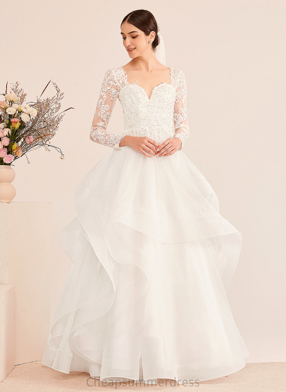 Sequins Dress Maryjane Wedding Ball-Gown/Princess With Beading Floor-Length Wedding Dresses V-neck
