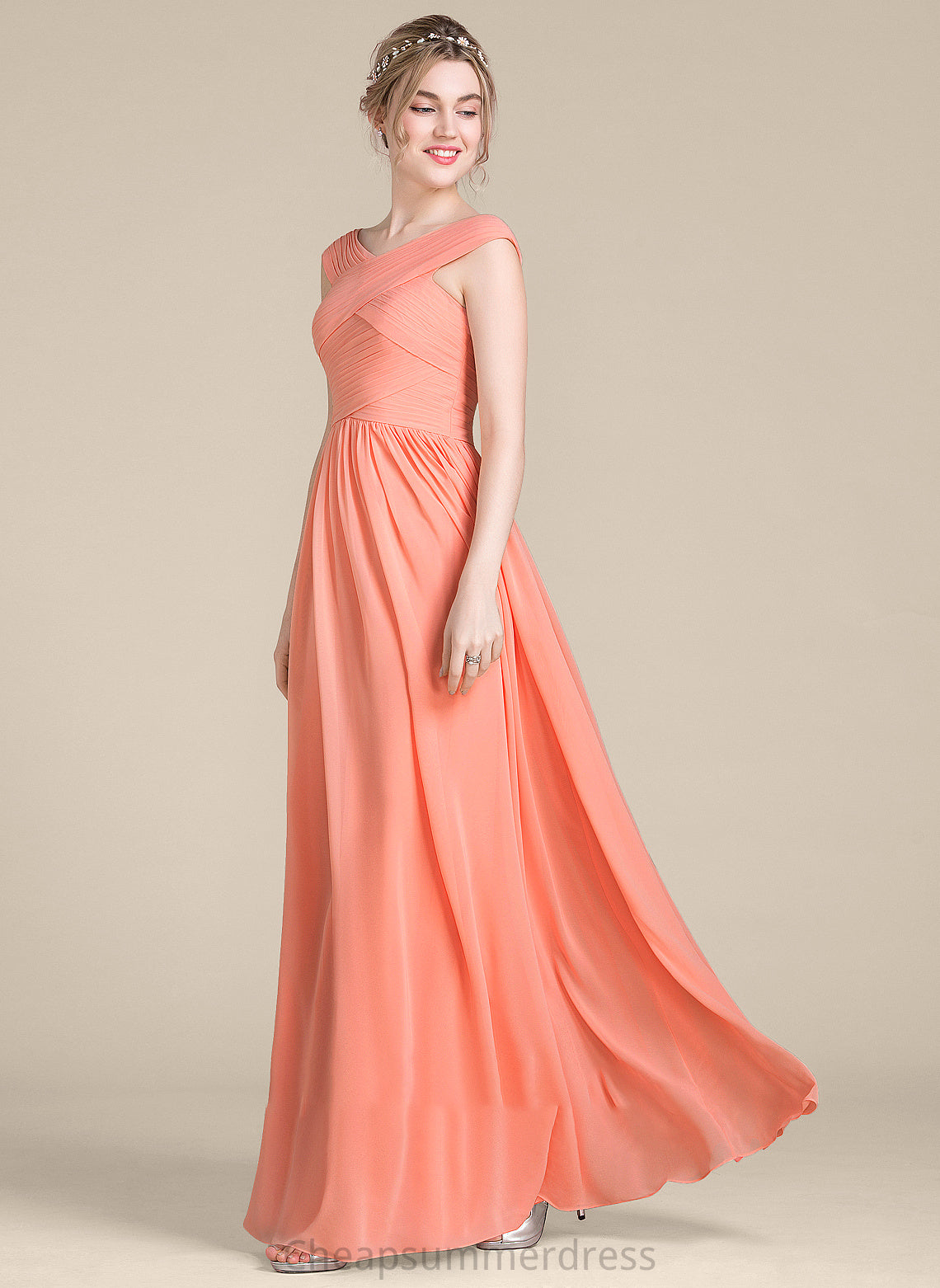 Jayla Prom Dresses Floor-Length Ruffle V-neck Ball-Gown/Princess With Chiffon