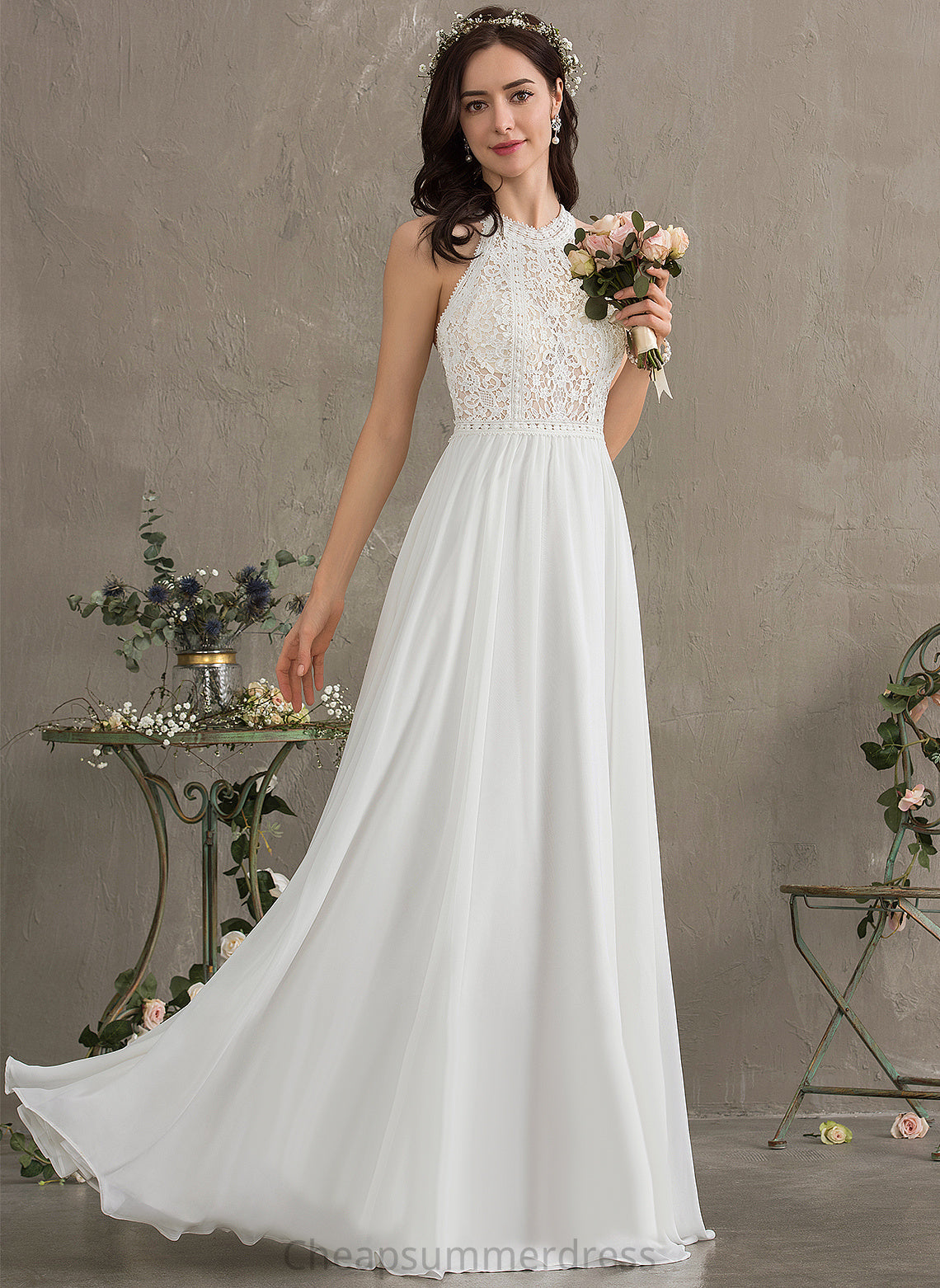 Regina Dress Wedding Floor-Length Wedding Dresses A-Line Chiffon Lace