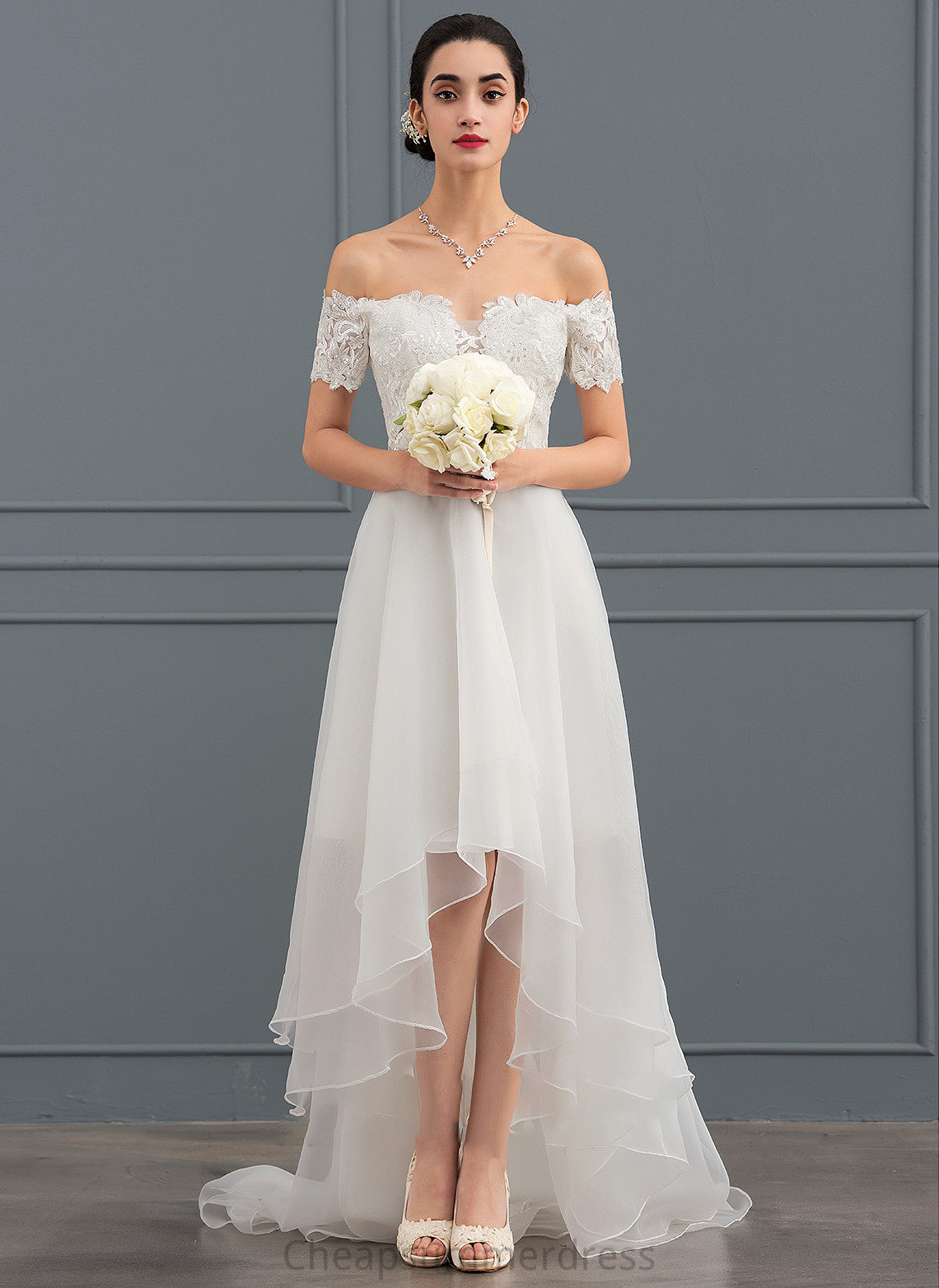 Sequins With Organza A-Line Wedding Danika Wedding Dresses Dress Asymmetrical