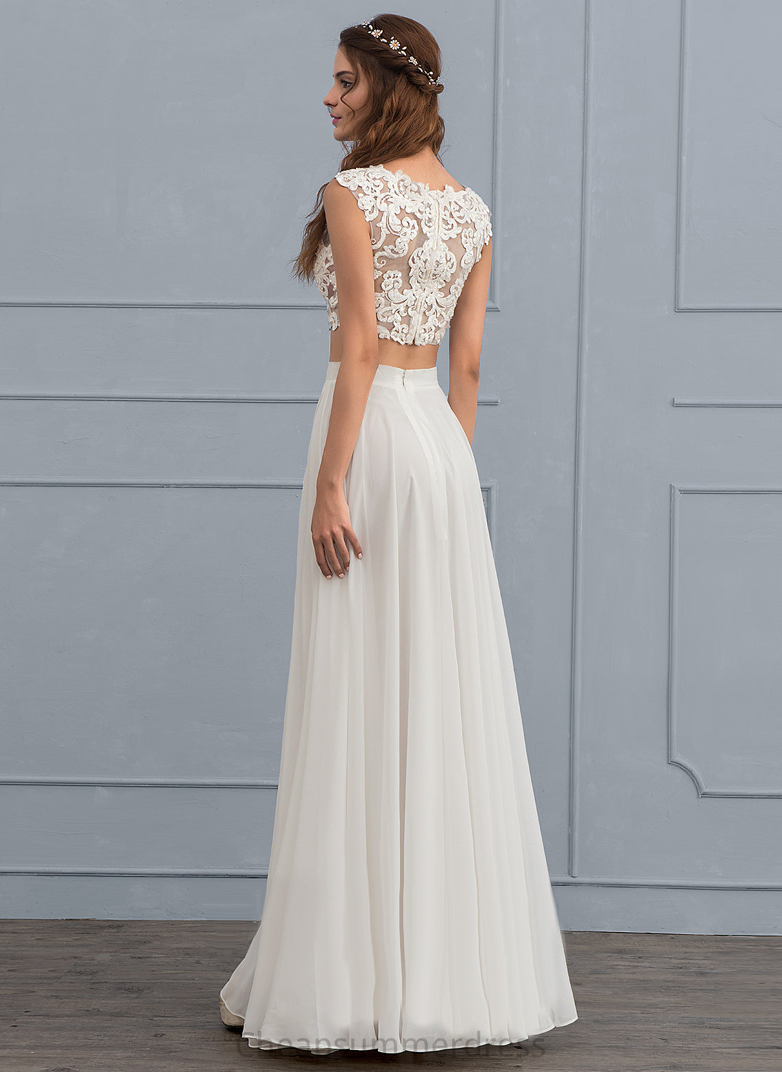 Wedding Dresses Dress Floor-Length Joanne Wedding A-Line Sequins Chiffon Beading With Lace