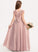 Scoop Bow(s) Floor-Length Neck Junior Bridesmaid Dresses Micaela Lace With Chiffon A-Line