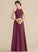 Lace Scoop A-Line Chiffon Prom Dresses Floor-Length Neck Julia