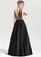 V-neck Ball-Gown/Princess With Prom Dresses Beading Floor-Length Bryanna Sequins Satin