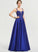 Satin Ball-Gown/Princess V-neck Sequins Prom Dresses Split Yaritza Front Floor-Length With