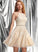 Short/Mini Prom Dresses Danielle With Lace Beading Sequins Tulle Halter A-Line