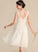Chiffon With Wedding Dresses Jaylee Knee-Length A-Line Wedding Lace V-neck Dress Ruffle