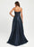 Sweetheart A-Line Chloe Train Satin With Lace Prom Dresses Sweep