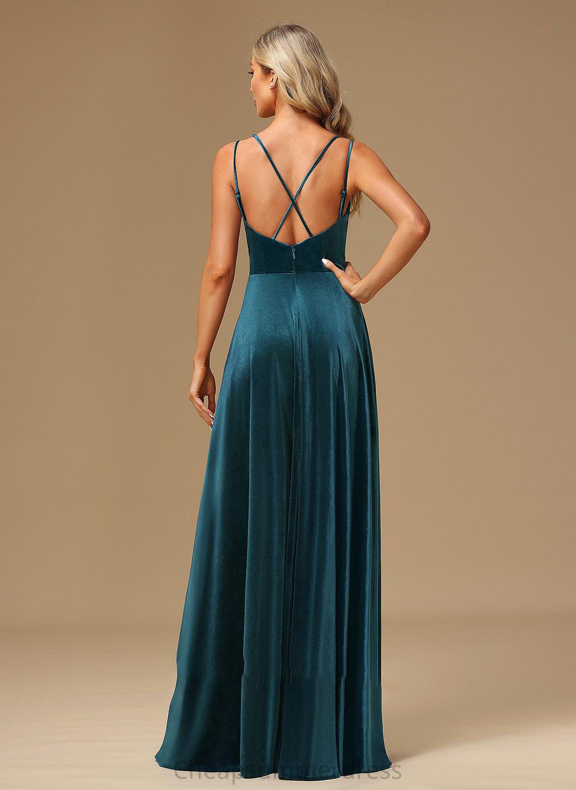 Embellishment Neckline Length Floor-Length SplitFront Fabric Silhouette A-Line V-neck Hadley A-Line/Princess Sleeveless