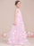 One-Shoulder Ruffle Flower(s) With Caroline Tulle Junior Bridesmaid Dresses A-Line Floor-Length
