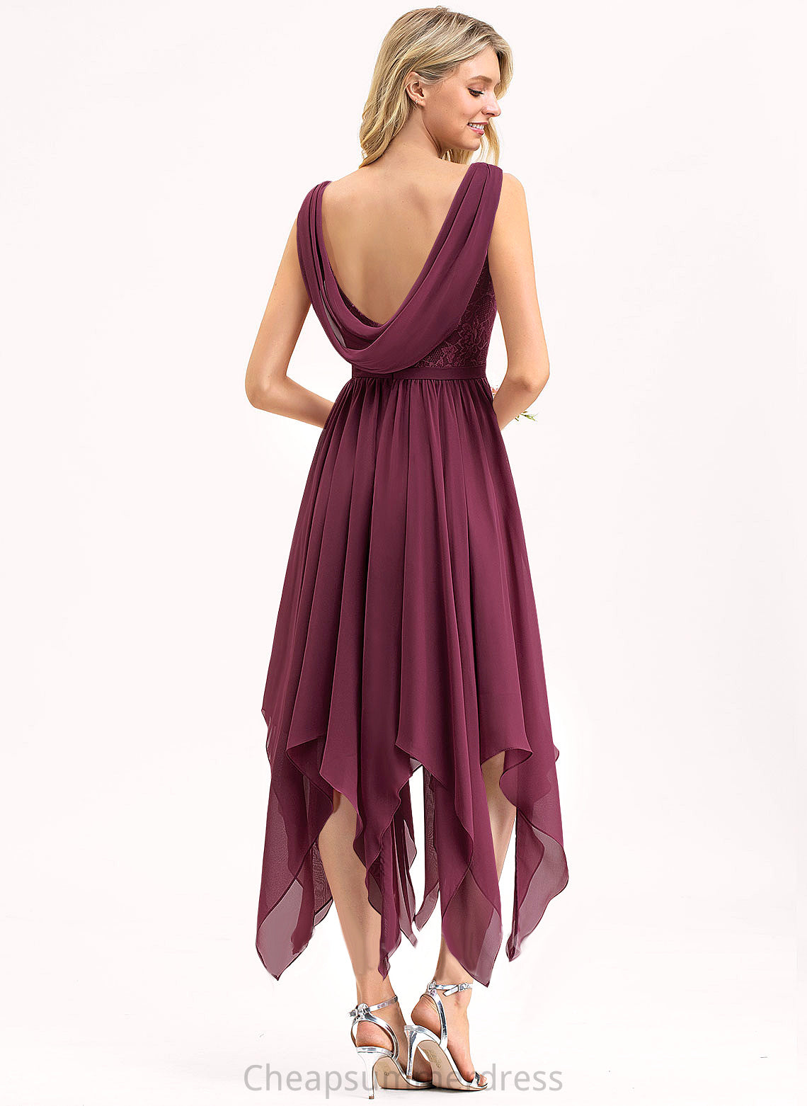 Neckline V-neck A-Line Ankle-Length Silhouette Fabric Straps Length Lace Ali V-Neck Sleeveless