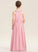 A-Line Scoop Sequins Junior Bridesmaid Dresses Annie Ruffle Beading Chiffon Floor-Length Neck With Lace