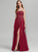 Floor-Length Prom Dresses Split Tulle Neckline Kyleigh Sequins A-Line Square Front With