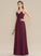 With Ruffle Makena V-neck Lace Prom Dresses Floor-Length A-Line Chiffon
