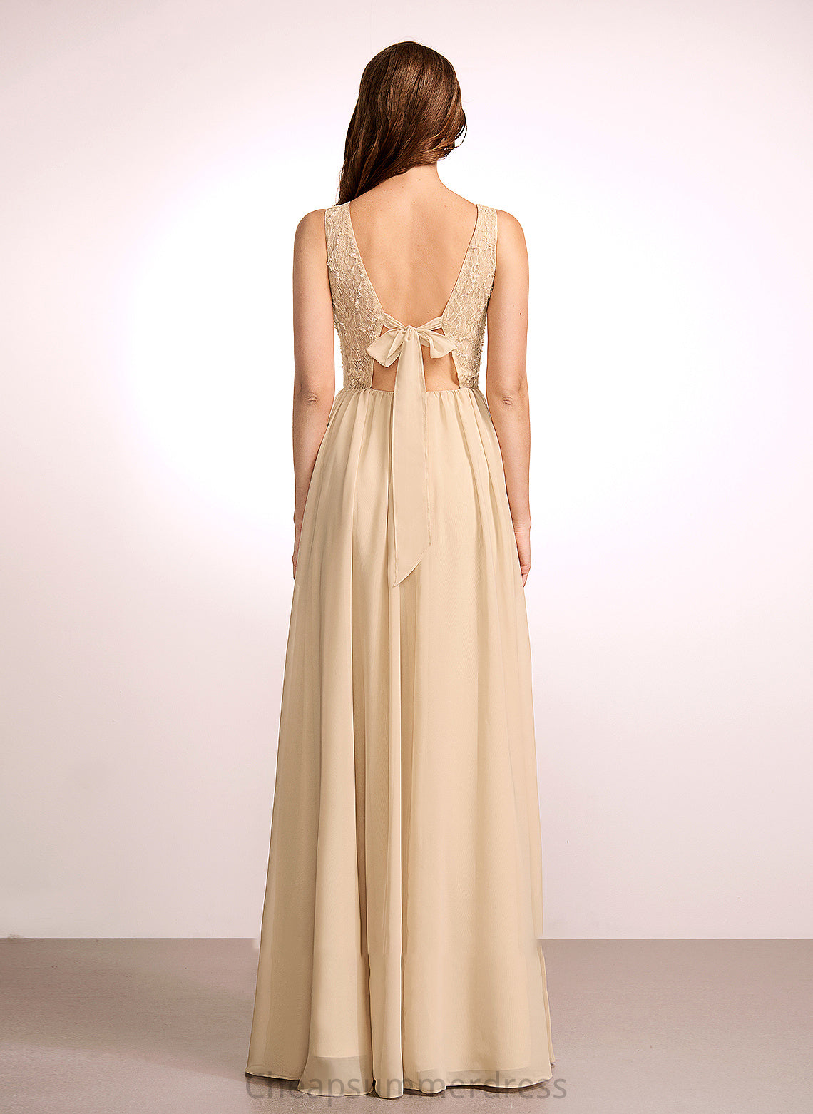 V-neck Floor-Length Silhouette Length A-Line Fabric Embellishment Sequins Neckline Mollie V-Neck Natural Waist