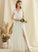 Chiffon Wedding V-neck Sharon Cascading Wedding Dresses Front Floor-Length With A-Line Dress Ruffles Split