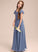 Lorelai Chiffon Bow(s) With Floor-Length A-Line Neck Scoop Junior Bridesmaid Dresses