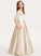 Pockets With Ball-Gown/Princess Off-the-Shoulder Bow(s) Junior Bridesmaid Dresses Giovanna Satin Lace Floor-Length