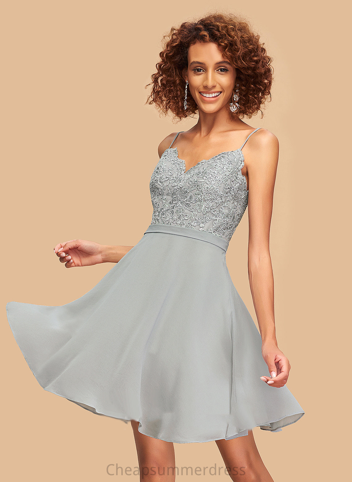Lace Sherlyn Dress Chiffon Homecoming Homecoming Dresses Short/Mini A-Line V-neck Beading With