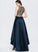 Beading Neck A-Line Satin Asymmetrical Lace Prom Dresses Saniya Scoop With Sequins