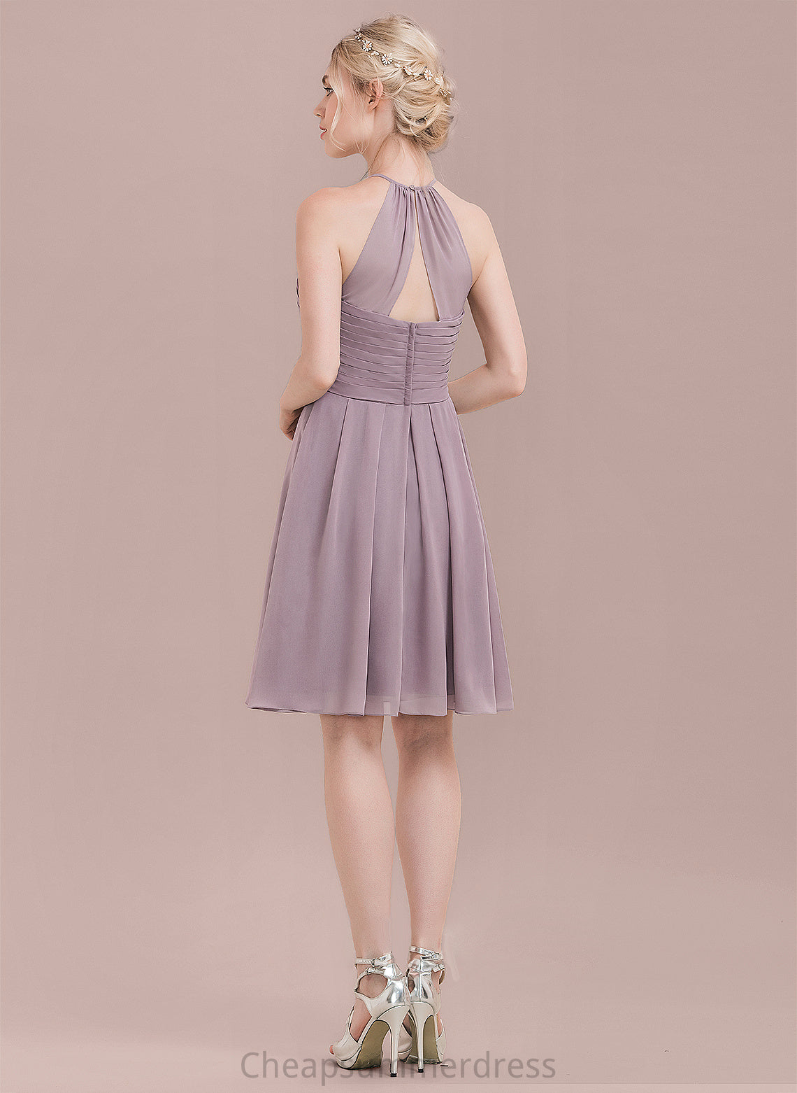 Neckline Fabric ScoopNeck Length Embellishment Silhouette Knee-Length A-Line Ruffle Cassandra Sleeveless Floor Length