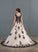 Lace With Train Wedding Ball-Gown/Princess Appliques Wedding Dresses Court Tulle Dress V-neck Kallie