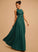 Prom Dresses Scoop With A-Line Floor-Length Front Sequins Lace Alexandria Neck Split Chiffon