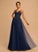 Prom Dresses V-neck With Beading A-Line Sequins Tulle Floor-Length Haley