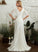 Sweep Wedding V-neck With Front Wedding Dresses Train Dress Split Sheath/Column Alaina