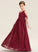 Lace V-neck Junior Bridesmaid Dresses Adriana Floor-Length Bow(s) Ruffle A-Line With