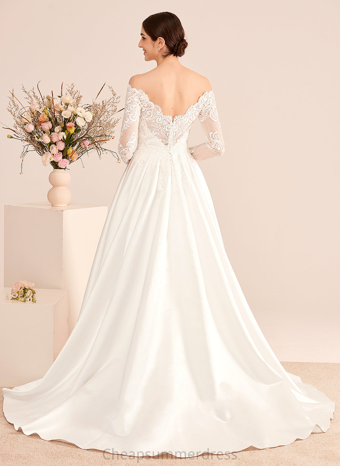 Wedding Off-the-Shoulder Lace Train Amirah Ball-Gown/Princess Wedding Dresses Court With Dress