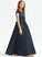 Lace Scoop With A-Line Floor-Length Satin Junior Bridesmaid Dresses Cheyenne Neck Bow(s) Beading Sequins