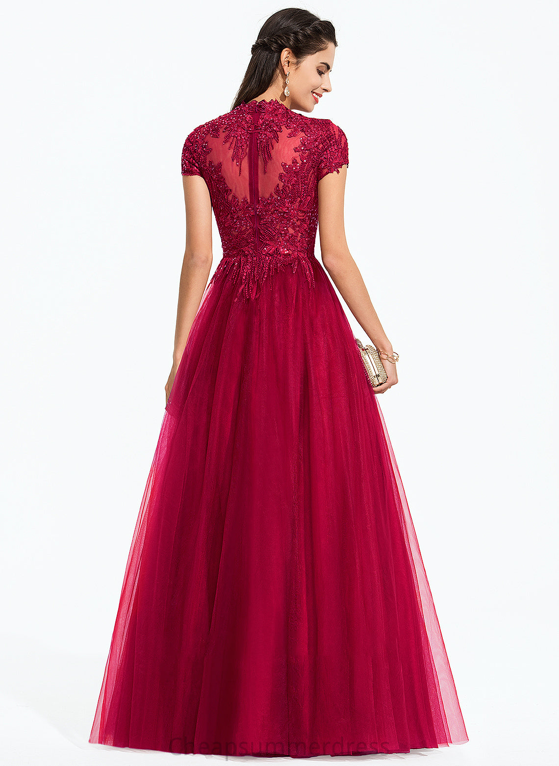 Prom Dresses Scoop Ball-Gown/Princess Sequins Anabella With Floor-Length Tulle Neck