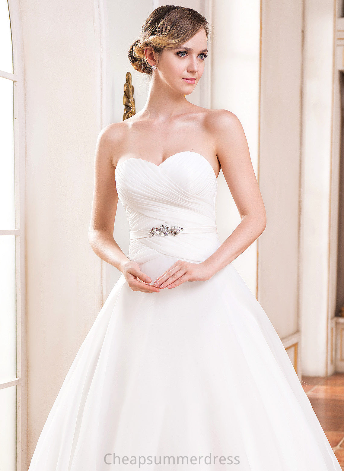 Dress Beading Ball-Gown/Princess Evangeline Sequins Sweetheart Wedding Dresses Wedding Floor-Length Organza Ruffle With