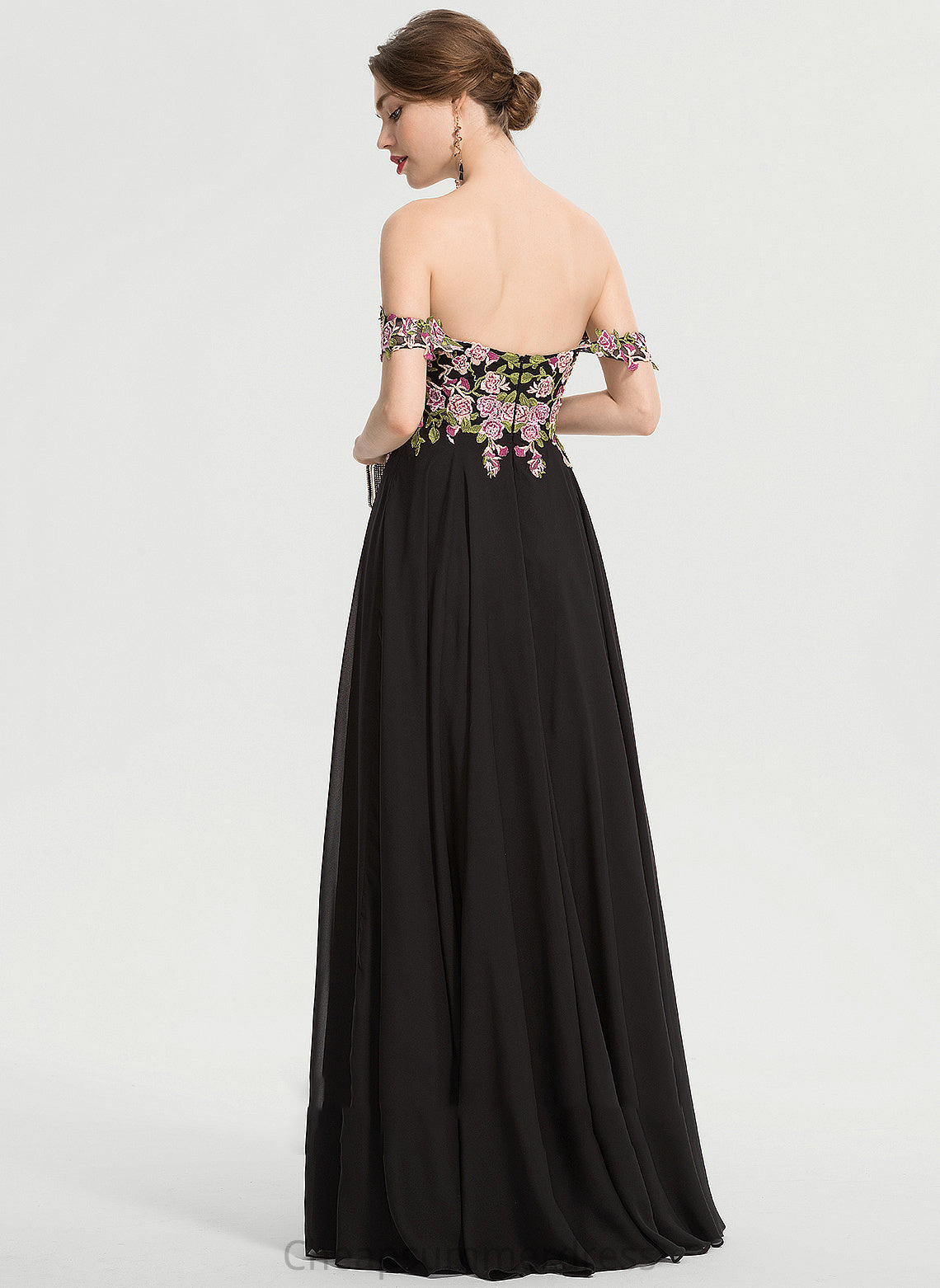 Ball-Gown/Princess Prom Dresses Off-the-Shoulder Chiffon Floor-Length Natalee